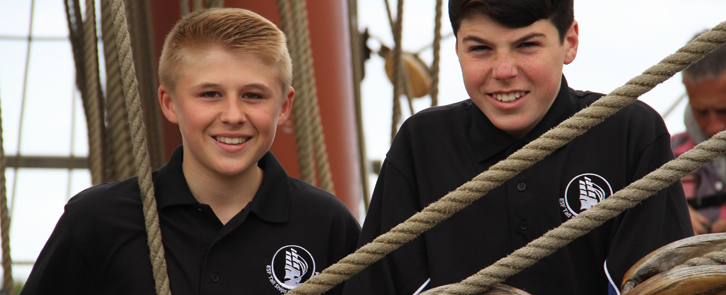 Shipmates: Tall ship crew members from Emmanuel College, who are back on dry land after their voyage on a tall ship
